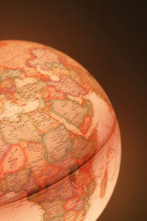World globe on a dark background
