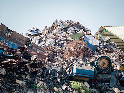 A landfill piled high with trash
